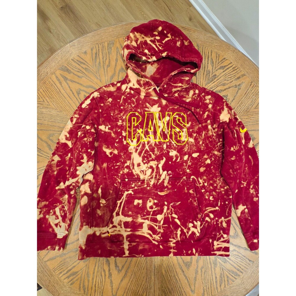 Nike Cavaliers Courtside Hoodie XL Custom Bleach Dye CAVS NBA Burgundy AJ2841